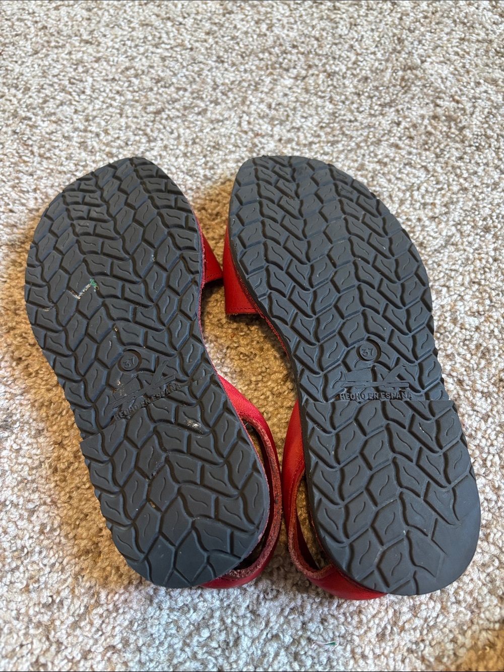 Avarca by C. Ortuño Made in Spain Red Shoes Size 37 Leather Minimalist Classic - Picture 7 of 10